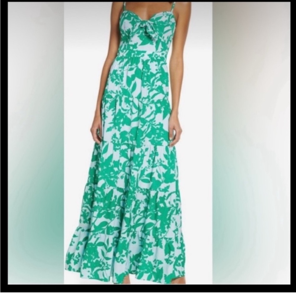 Eliza J Green and White Floral Maxi Dress